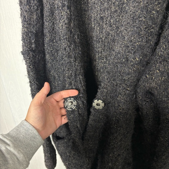 Free People Boucle Button Cardigan sweater charcoal black size medium - Picture 6 of 13